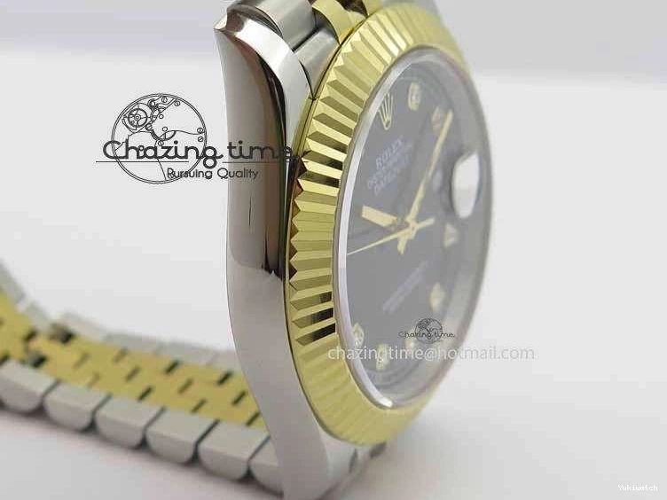 YG Best Edition Diam Maker On DateJust Black Bracelet A2813 BP SS 41mm II Dial Jubilee 0423